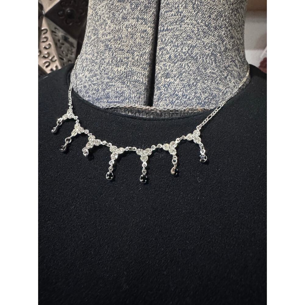Delicate Rhinestone Dangle Necklace - Picture 3 of 6